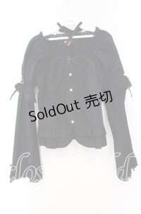 BABY,THE STARS SHINE BRIGHT / 姫袖後ろシャーリングブラウス  クロ×クロ O-25-11-10-076-BA-BL-IG-OS