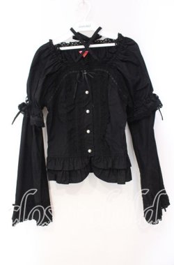 画像1: BABY,THE STARS SHINE BRIGHT / 姫袖後ろシャーリングブラウス  クロ×クロ O-25-11-10-076-BA-BL-IG-OS