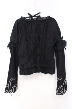 画像4: BABY,THE STARS SHINE BRIGHT / 姫袖後ろシャーリングブラウス  クロ×クロ O-25-11-10-076-BA-BL-IG-OS