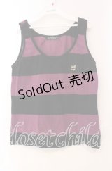 HELL CAT PUNKS / ワッペンボーダータンクトップ  ブラック×パープル O-25-11-10-084-PU-TO-IG-OS