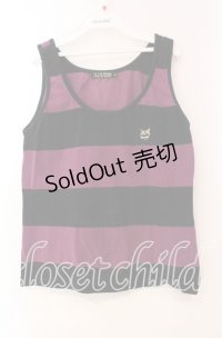 HELL CAT PUNKS / ワッペンボーダータンクトップ  ブラック×パープル O-25-11-10-084-PU-TO-IG-OS