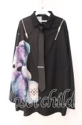 TRAVAS TOKYO / Furry bear necktie shirts/ネクタイ付きくまプリントシャツ  ブラック×パープル系 O-25-11-10-085-PU-BL-IG-OS