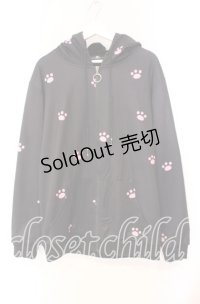 NieR Clothing / 猫耳付き肉球ZIP OUTER【内側ふわもこ防寒生地】 パーカー  ブラック O-25-11-10-088-PU-TO-IG-ZT322