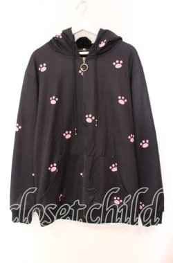 画像1: NieR Clothing / 猫耳付き肉球ZIP OUTER【内側ふわもこ防寒生地】 パーカー  ブラック O-25-11-10-088-PU-TO-IG-OS