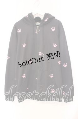 画像1: NieR Clothing / 猫耳付き肉球ZIP OUTER【内側ふわもこ防寒生地】 パーカー  ブラック O-25-11-10-088-PU-TO-IG-ZT322