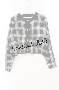 NieR Clothing / ポケット付き高品質ショート丈カーディガン  ブラック×ホワイト O-25-11-10-095-PU-TO-IG-ZT322