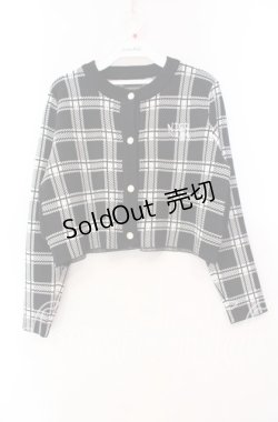 画像1: NieR Clothing / ポケット付き高品質ショート丈カーディガン  ブラック×ホワイト O-25-11-10-095-PU-TO-IG-ZT322