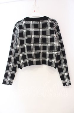 画像3: NieR Clothing / ポケット付き高品質ショート丈カーディガン  ブラック×ホワイト O-25-11-10-095-PU-TO-IG-OS