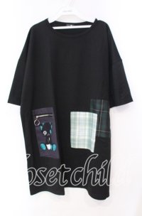 NieR Clothing / ポケット付きパッチワークプルオーバー【シエル】  ブラック O-25-11-10-097-PU-TO-IG-ZT318