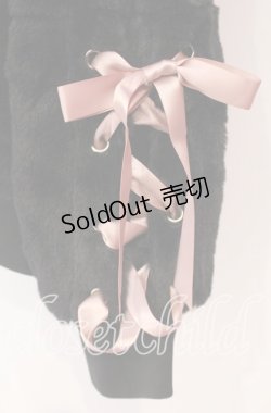 画像3: NieR Clothing / 超ふわもこスリーブレースアップバックロゴジップアウター  ブラック×ピンク O-25-11-10-098-PU-CO-IG-OS