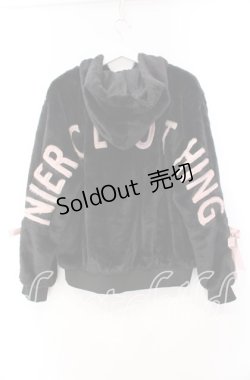 画像4: NieR Clothing / 超ふわもこスリーブレースアップバックロゴジップアウター  ブラック×ピンク O-25-11-10-098-PU-CO-IG-OS