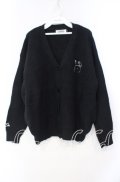 NieR Clothing / 刺繍入りニットカーディガン  ブラック O-25-11-10-099-PU-TO-IG-OS