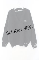NieR Clothing / 刺繍入りニットカーディガン  ブラック O-25-11-10-099-PU-TO-IG-ZT318