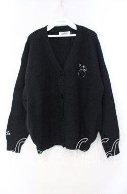 画像1: NieR Clothing / 刺繍入りニットカーディガン  ブラック O-25-11-10-099-PU-TO-IG-OS