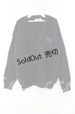 画像1: NieR Clothing / 刺繍入りニットカーディガン  ブラック O-25-11-10-099-PU-TO-IG-ZT318