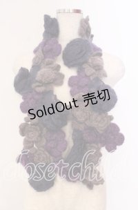 PINK HOUSE / グラデーションフラワーモチーフモヘアストール  パープル O-25-11-10-004-LO-ZA-IG-ZT486