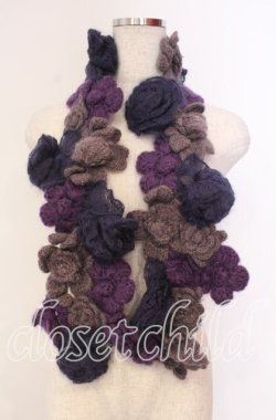 画像1: PINK HOUSE / グラデーションフラワーモチーフモヘアストール  パープル O-25-11-10-004-LO-ZA-IG-OS