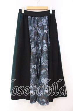 画像1: Qutie Frash / 和柄プリーツロングスカート  グリーン O-25-11-10-027-QU-SK-IG-OS