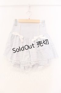 Ank Rouge / パールリボンギンガムスカパン M サックス O-25-11-10-029-CA-SK-OW-OS