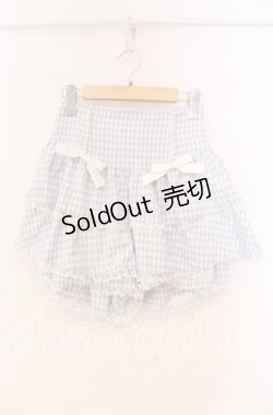 画像1: Ank Rouge / パールリボンギンガムスカパン M サックス O-25-11-10-029-CA-SK-OW-OS