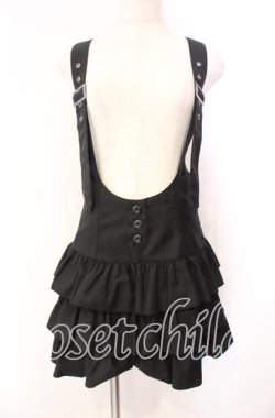 画像1: PEACE NOW / サスペンダーティアードスカート  ブラック O-25-11-10-034-PU-OP-IG-OS