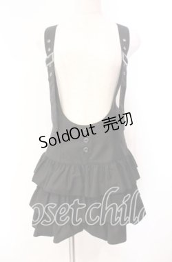 画像1: PEACE NOW / サスペンダーティアードスカート  ブラック O-25-11-10-034-PU-OP-IG-OS