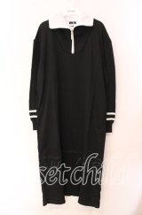 NieR Clothing / LOGO ZIPPER UNISEX LONGワンピース【ポケット付き】  ブラック×ホワイト O-25-11-11-026-PU-OP-IG-ZT266
