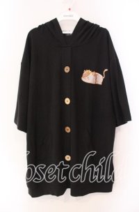 NieR Clothing / さらふわポケット付きパーカー  ブラック×ミケ O-25-11-11-028-PU-TO-IG-ZT265