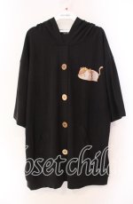 画像1: 【SALE】NieR CLOTHING / さらふわポケット付きパーカー  ブラック×ミケ O-25-11-11-028-PU-TO-IG-ZT265 (1)
