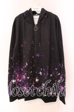 画像1: NieR Clothing / ZIP PARKA【PURPLE STAR】 パーカー  ブラック×パープル O-25-11-11-030-PU-TO-IG-OS