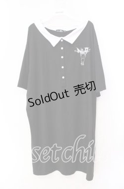 画像1: 【SALE】NieR CLOTHING / 襟付き半袖カットソー  ブラック×ホワイト O-25-11-11-031-PU-TO-IG-ZT265