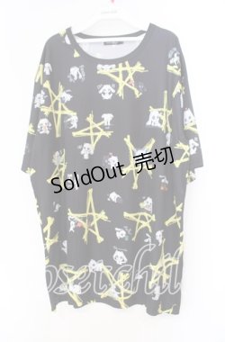 画像1: 【SALE】NieR CLOTHING / 転写Tシャツ  ブラック×イエロー O-25-11-11-038-PU-TS-IG-ZT339