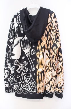 画像3: NieR Clothing / バイカラープリントパーカー  ハロウィン柄 オレンジ×ホワイト×ブラック O-25-11-11-039-PU-TO-IG-OS