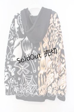 画像3: NieR Clothing / バイカラープリントパーカー  ハロウィン柄 オレンジ×ホワイト×ブラック O-25-11-11-039-PU-TO-IG-ZT339