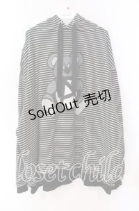 Candy Stripper / ANARCHY BEAR BORDER フーディ  ブラック×ホワイト O-25-11-11-043-PU-TO-IG-OS