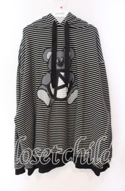 画像1: Candy Stripper / ANARCHY BEAR BORDER フーディ  ブラック×ホワイト O-25-11-11-043-PU-TO-IG-OS