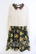 axes femme / レース切り替えネックレス風ワンピース M グリーン O-25-11-11-045-AX-OP-OW-OS
