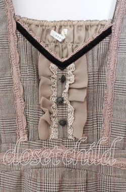 画像2: axes femme / フロントフリル使いチェックジャンパースカート M ベージュ O-25-11-11-047-AX-OP-OW-OS