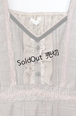 画像2: axes femme / フロントフリル使いチェックジャンパースカート M ベージュ O-25-11-11-047-AX-OP-OW-OS