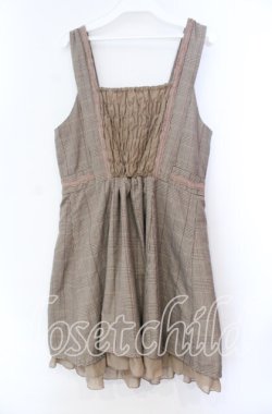 画像3: axes femme / フロントフリル使いチェックジャンパースカート M ベージュ O-25-11-11-047-AX-OP-OW-OS