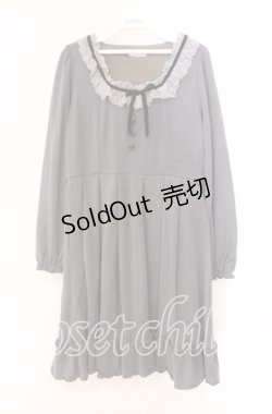 画像1: axes femme / ベロアリボンニットワンピース M グレー O-25-11-11-048-AX-OP-OW-OS