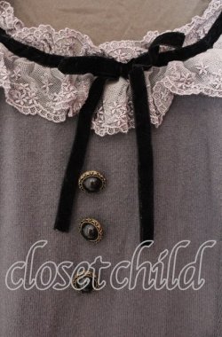 画像2: axes femme / ベロアリボンニットワンピース M グレー O-25-11-11-048-AX-OP-OW-OS