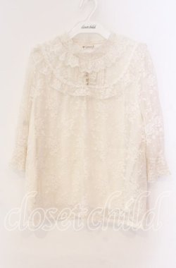 画像1: axes femme / アンティーク風レーストップス  アイボリー O-25-11-11-052-AX-TO-IG-OS