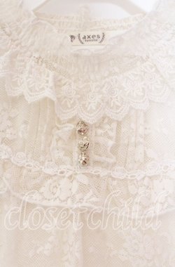 画像2: axes femme / アンティーク風レーストップス  アイボリー O-25-11-11-052-AX-TO-IG-OS
