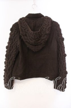 画像4: PINK HOUSE / ローズモチーフニット切り替えジャケット  ブラウン O-25-11-11-057-LO-JA-IG-OS