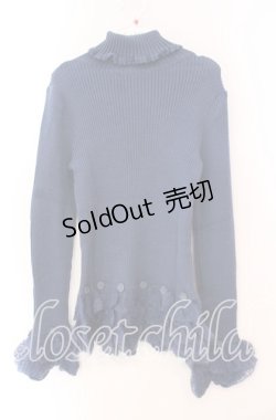 画像1: PINK HOUSE / フラワーモチーフモヘアニット  ネイビー O-25-11-11-059-LO-TO-IG-OS