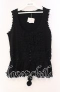 PINK HOUSE / レースフリルニットベスト  クロ O-25-11-11-060-LO-TO-IG-OS