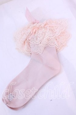 画像1: metamorphose / ラッセルレースクルーソックス 22〜24ｃｍ ピンク O-25-11-11-1047-ME-ZA-OW-OS