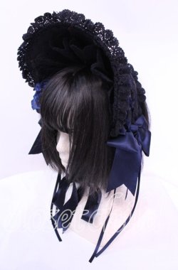 画像1: ALICE and the PIRATES / 薔薇の誓い〜愛と裏切りの輪舞曲〜ボンネット  ブルー×クロ O-25-11-11-1032-PA-AC-IG-OS