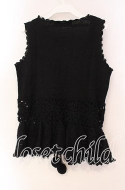 画像3: PINK HOUSE / レースフリルニットベスト  クロ O-25-11-11-060-LO-TO-IG-OS